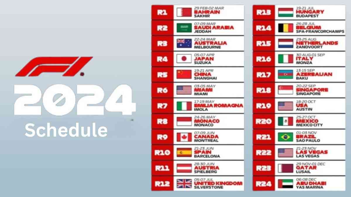 F1 Schedule 2024: Full Calendar & More